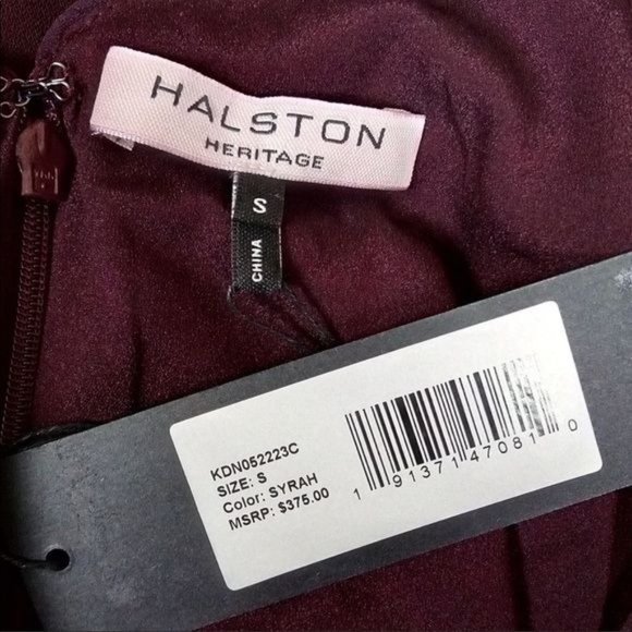 Revolve | Halston Heritage ‘Syrah’ Wine Scoop Neck 3/4 Sleeve Ruffle Mini Dress - Picture 6 of 8